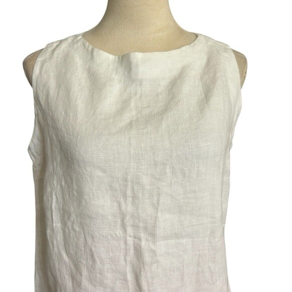 Crown Linen Designs 100% Linen Tunic Top Womens XS White Lagenlook Beachy - Picture 2 of 9